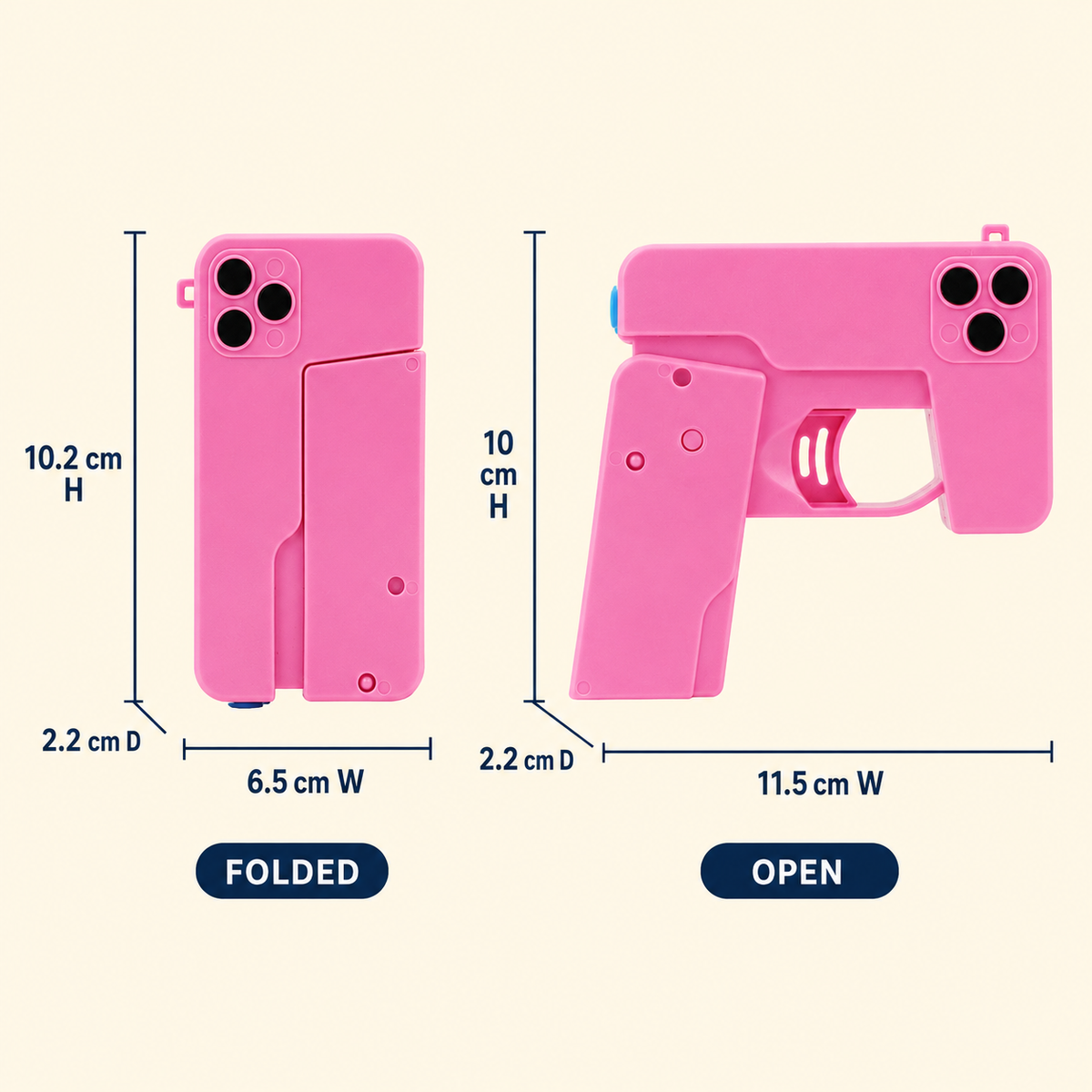 Mini foldable phone-shaped water gun dimensions in centimetres
