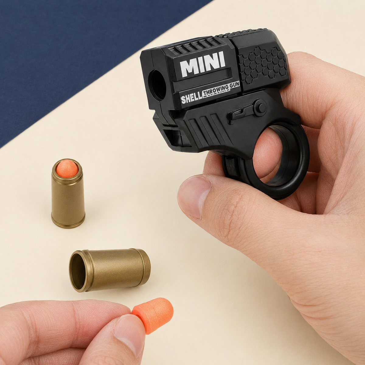 Mini ring blaster with soft dart and shell casing